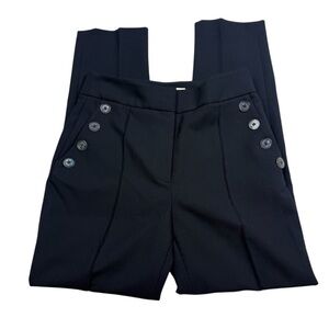 Veronica Beard Navy Button-Detail Pants
